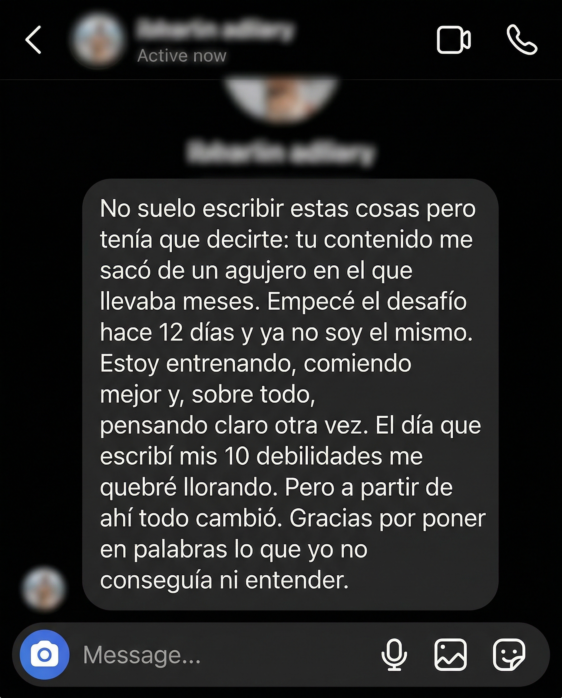 Testimonio de Sebastián — 12 días